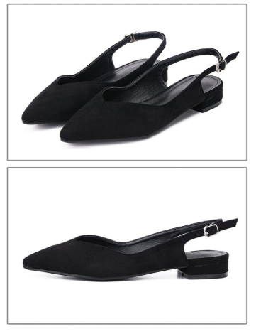 Black Women Casual Pointed Toe Slingbacks Shoes
