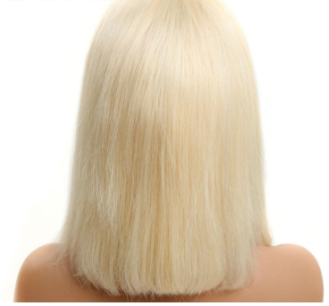 Blonde Remy Brazilian Straight Human Hair Short Bob 150% Transparent Lace Front Wig