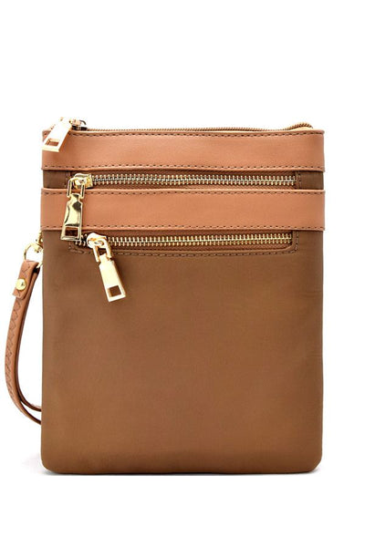 Multi zip pocket nylon twill cross body bag
