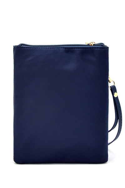Multi zip pocket nylon twill cross body bag