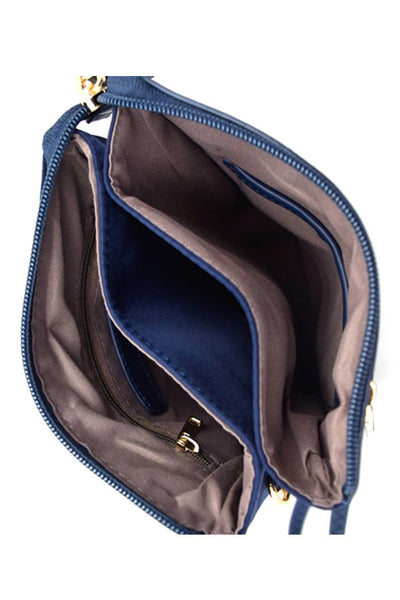 Multi zip pocket nylon twill cross body bag