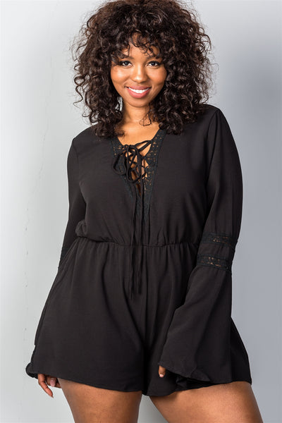 Ladies Fashion Plus Size Plunging V-Neck Plus Size Romper