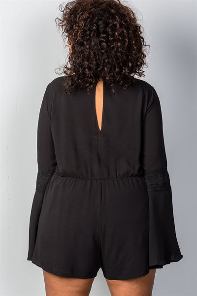 Ladies Fashion Plus Size Plunging V-Neck Plus Size Romper