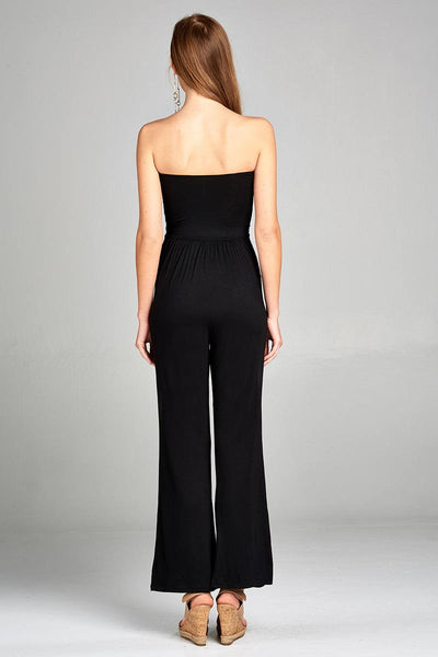 Ladies Fashion Tube Top Long Wide Leg Rayon Spandex Jumpsuit
