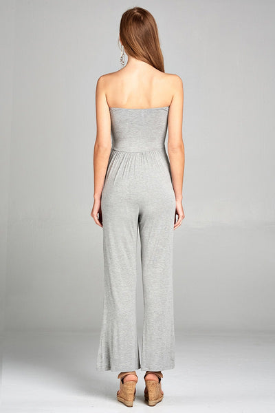 Ladies Fashion Tube Top Long Wide Leg Rayon Spandex Jumpsuit
