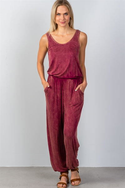 Ladies fashion super soft elastic waist trouser jumpsuit
