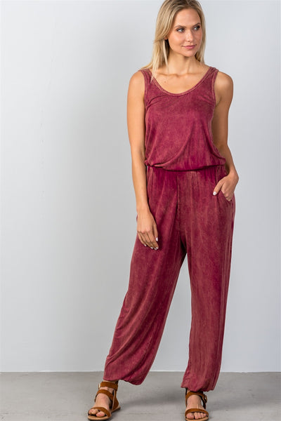 Ladies fashion super soft elastic waist trouser jumpsuit