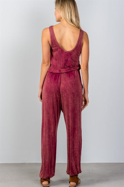 Ladies fashion super soft elastic waist trouser jumpsuit