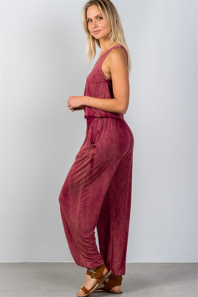 Ladies fashion super soft elastic waist trouser jumpsuit