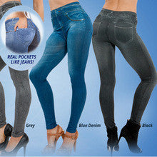 2015 hot selling women's printed slim high elastic jeggings fake jeans girls leggings with 2 pockets causal fasion leggins