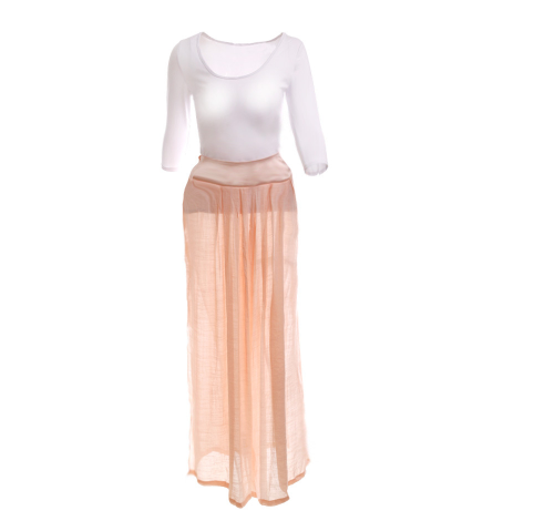 Casual Two-piece Suit Sleeve O-neck White T-shirt High Waist Loose Long Pants