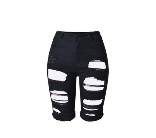 Women Elastic Hole Leggings Short Pants Casual Street Style Blue Denim Shorts Ripped Boyfriend Jeans