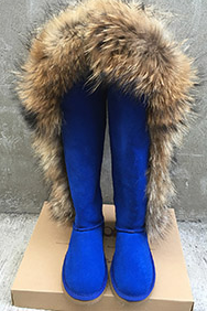 Fox Fur Tall Thigh Winter Long Snow Boots