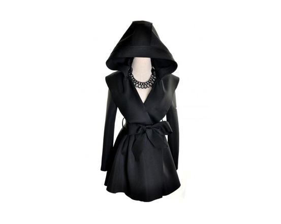 Womens Hooded Long Trench Belted Coat