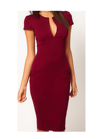 Sexy Vestidos 2015 Fashion Summer Women Pencil Dress Deep V Neck Short Sleeve Ladies Work Dress Slim Sheath Bandage Dress