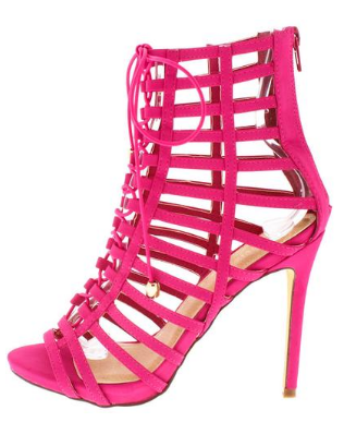 FUCHSIA CAGED LACE UP HEEL