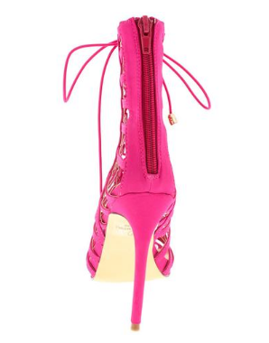 FUCHSIA CAGED LACE UP HEEL