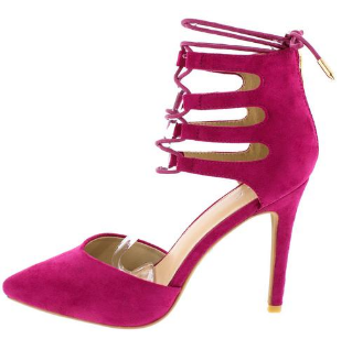 HOT PINK LACE UP CUT OUT HEEL