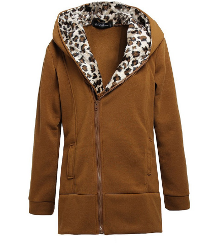 Winter Warm Women Hoodies Outerwear Coat Fashion Ladies Hoody Sweatshirts Slim Leopard Coat Jacket