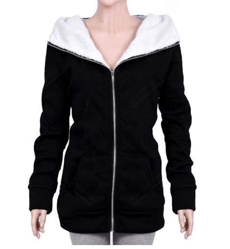 Autumn Winter Women Sweatshirt Warm Thick Fleece Hooded Coat Casual Long Sleeve Basic Jackets Outerwear Plus Size