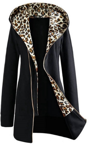 Winter Warm Women Hoodies Outerwear Coat Fashion Ladies Hoody Sweatshirts Slim Leopard Coat Jacket
