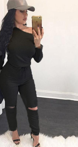 Sexy Off Shouder Long Sleeve Jumpsuit Romper