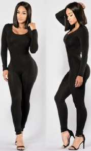 Long Sleeve Sexy Black Bandage Jumpsuit