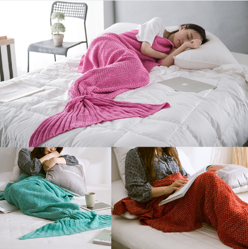 Mermaid Tail Blanket Adult/Child/Baby Mermaid Blanket Knit Cashmere Sofa Blanket