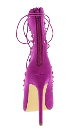 PURPLE POINTED TOE LACE UP STILETTO HEEL