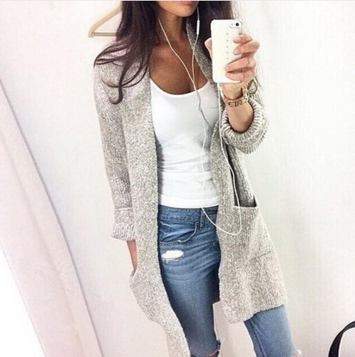 Winter Fashion Women Long Sleeve Loose Knitting Cardigan Sweater