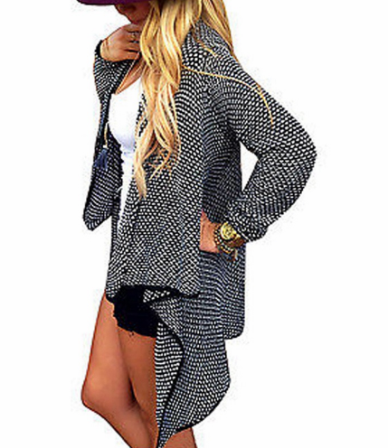 Casual Loose Knit Waterfall Cardigan Jacket Long Sleeve Irregular Sweater Coat