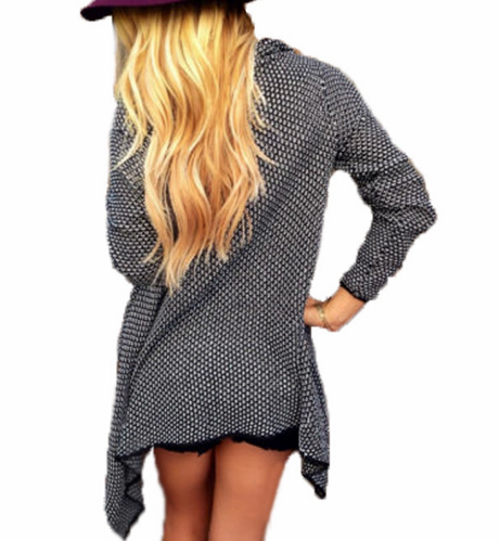 Casual Loose Knit Waterfall Cardigan Jacket Long Sleeve Irregular Sweater Coat