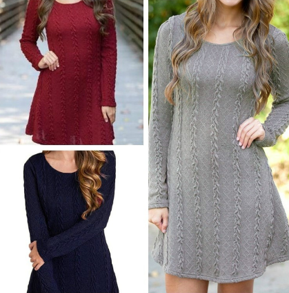 Winter Women  Knitted Sweaters Long Slim Sweater Dresses