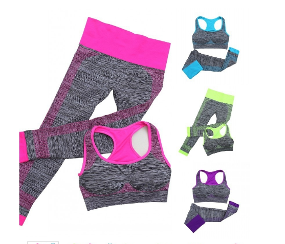 Fitness Workout Clothing Women\'s Gym Sports Running Girls Slim Leggings+Tops
