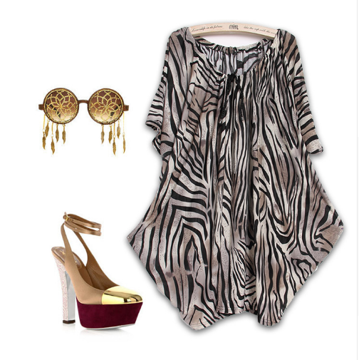 2016 New summer women casual dress vestidos large size women clothing europe zebra print vintage dress plus size