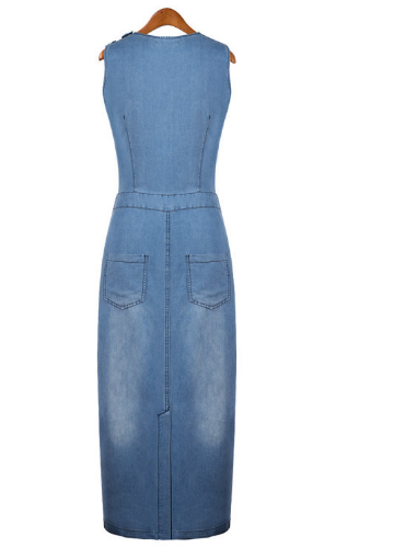 Women Fashion Denim Sleeveless Jean Dress-40%Off