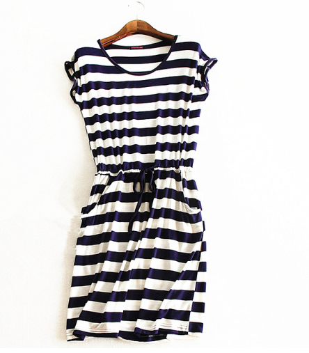 2016 new style summer dress Casual Stripe women summer dress sleeveless dresses solid color