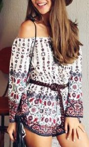 Off Shoulder Sexy Floral Romper