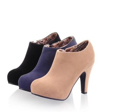 New Fashion Autumn Spring Women Ankle Boots Thin Heels Zip Black Apricot Blue Designer Shoes