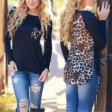 Fashion New Leopard Chiffon Blouse for Women Lady Loose Long Sleeve Blouse Casual Tops