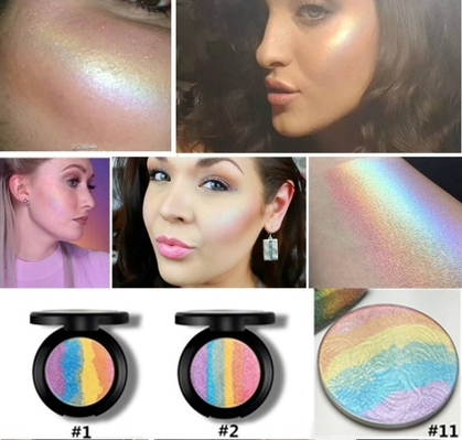 Magic Rainbow Highlighter Makeup 6 Colors Irregular Palette Bitter Lace Beauty Blush Highlighter Powder
