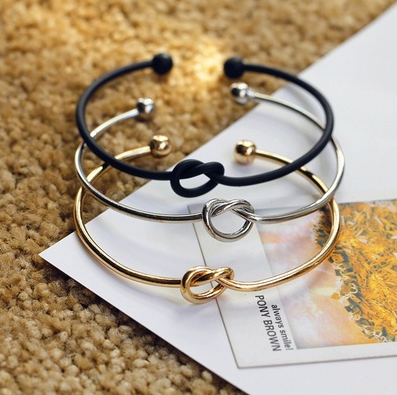 Women silver/ gold/ black Knot Adjustable Bracelet Bangle Chain Jewelry Lovers Girlfriend Gift