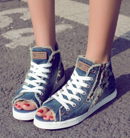 Women's Fashion High-top Cowboy Canvas Shoes