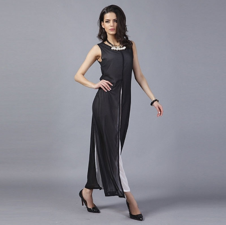 The Color Matching Dress Chiffon Dress