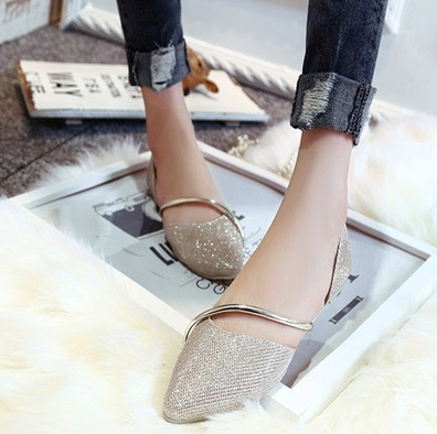 New Summer Metal Bandage Women's Fashion Shoes Flat 4 Colors