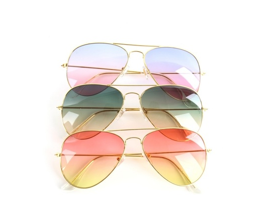 Unisex Metal Frame Frog Mirror Trendy Gradient Sunglasses Eyewear Eyeglasses