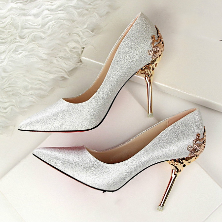 Fashion Sexy High Heels Shoes with Metal Wedding Shoes