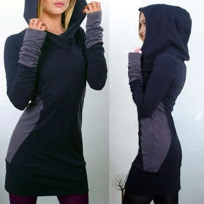 Women Winter Hooded Pullover Sweatshirt Bodycon Hoodie Jumper Dress