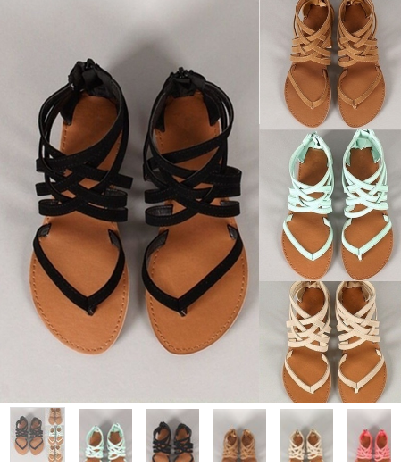 Shop ClearanceItems Online5 Colors Women New Strappy Flat Sandals Summer Bohemian Sandals Casual Shoes