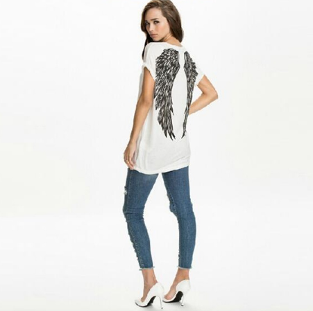 Women Tee Angel Wings Printing Fashion Loose Tops&T-shirt
